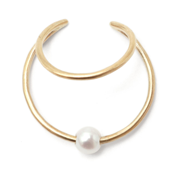 Pearl Doubie ring Ear cuff image