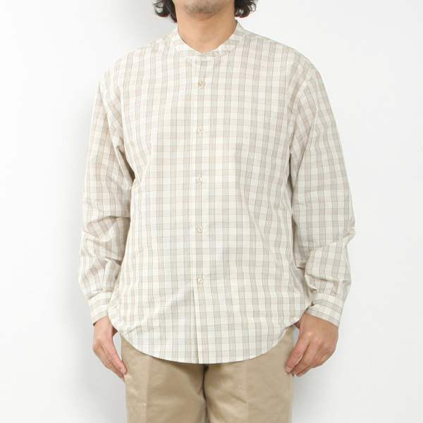 BAND COLLAR CHECKED SHIRTS image