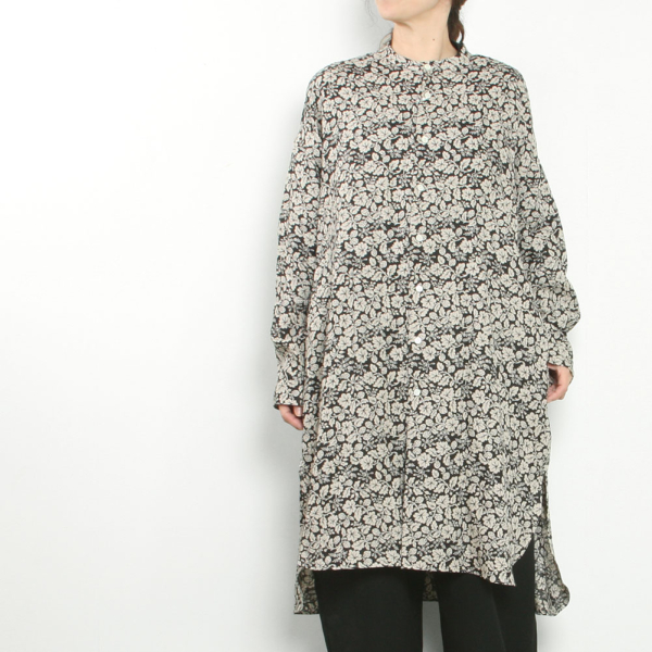 WILD BERRY STAND COLLAR LONG SHIRT image