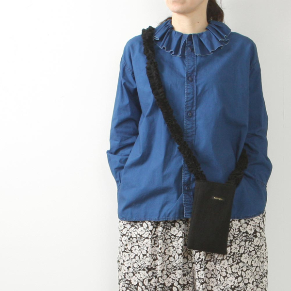 INDIG BLUE RUFFLED COLLAR BLOUSE image