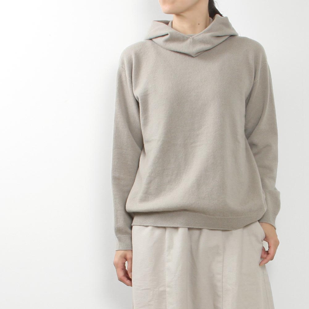 evam eva vie　カシミヤ100％　ニット　パーカー　1　ベージュ evam eva vie カシミヤ100％ ニット パーカー 1 グレージュ