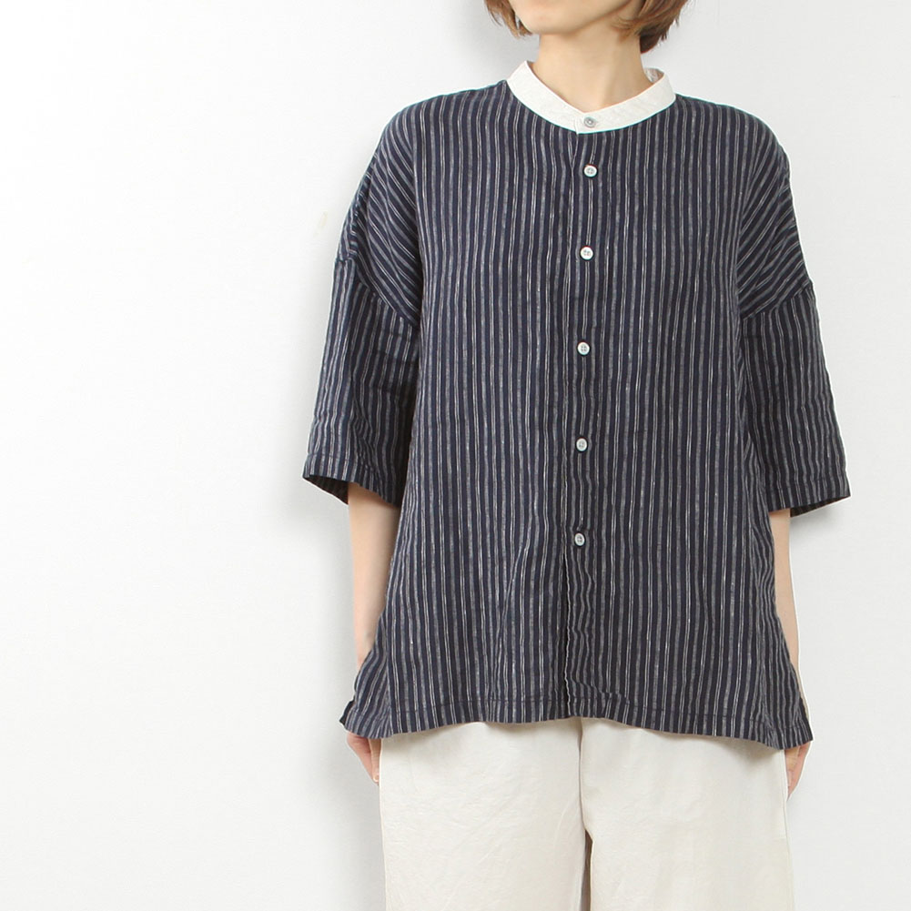 prit[プリット]５分袖スタンドカラークレリックワイドシャツ P82305 << MIDLAND SHIP［ミッドランドシップ］Lifestyle  select shop