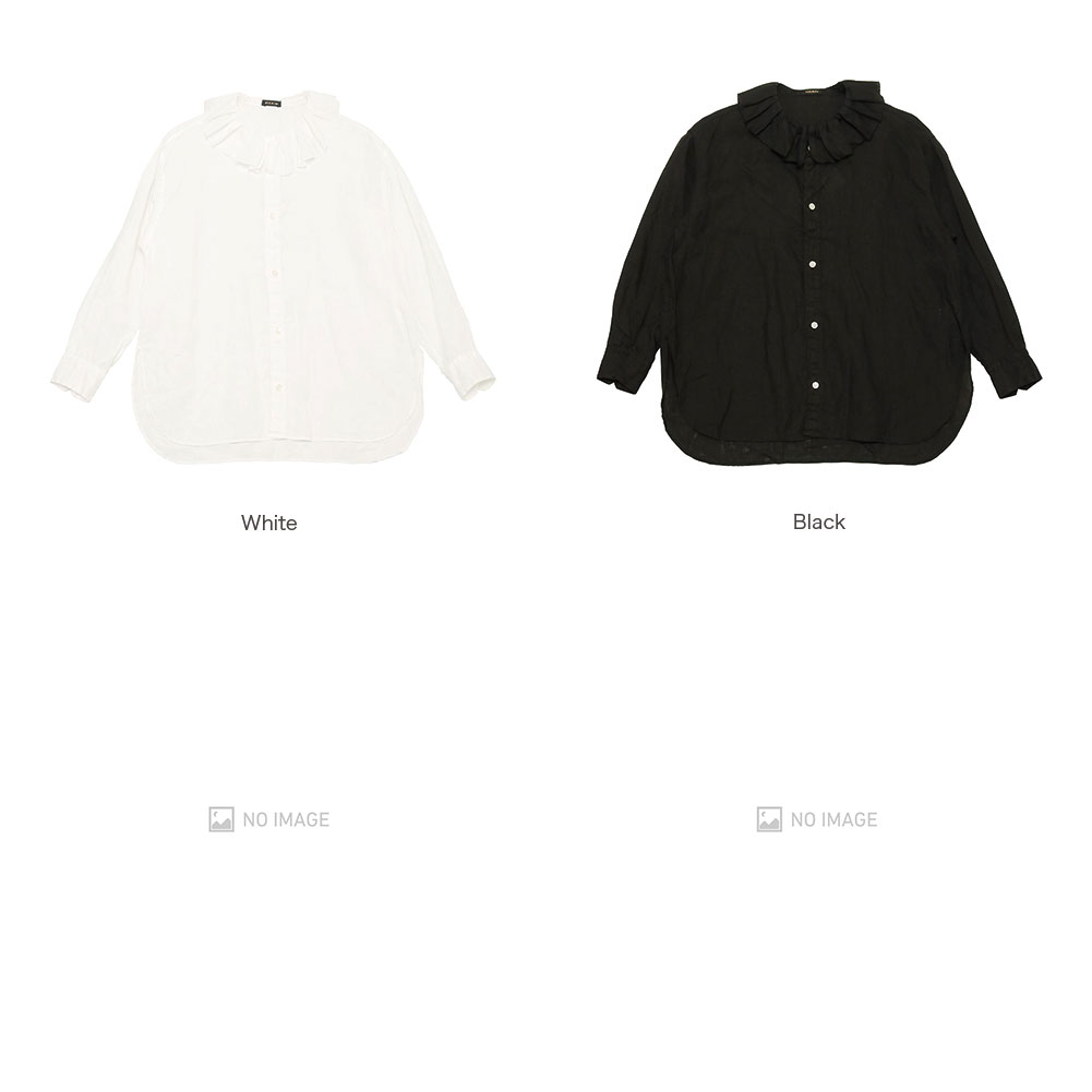 LINEN GARMENT DAY RUFFLE COLLAR BLOUSE item