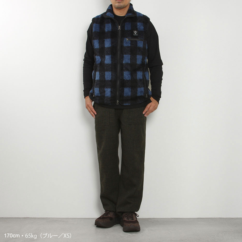 South2 West8[サウス2 ウェスト8]Piping Vest Faux Boa Buffalo Plaid 