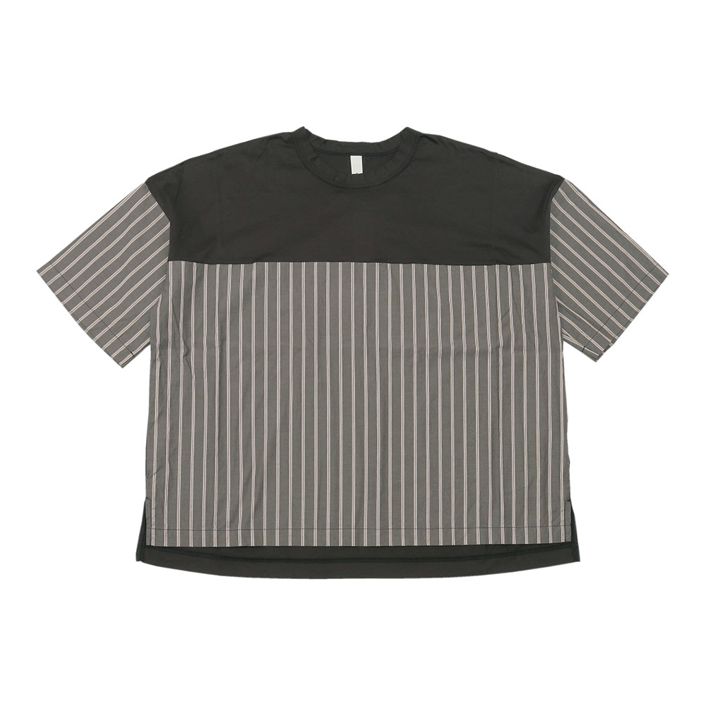 prit[プリット]ストライプ切替5分袖ワイドTシャツ P92315